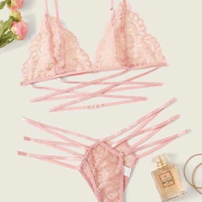 CONJUNTO 2 PIEZAS ROSA CON TIRAS