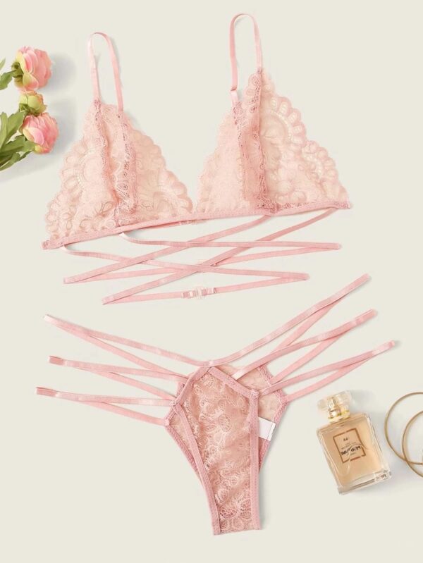 CONJUNTO 2 PIEZAS ROSA CON TIRAS