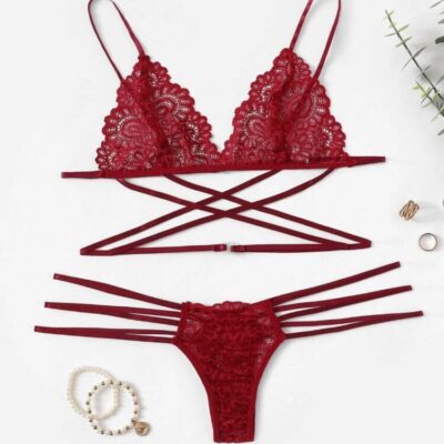 CONJUNTO 2 PIEZAS ROJO CON TIRAS