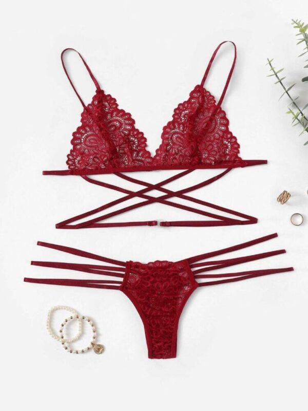 CONJUNTO 2 PIEZAS ROJO CON TIRAS