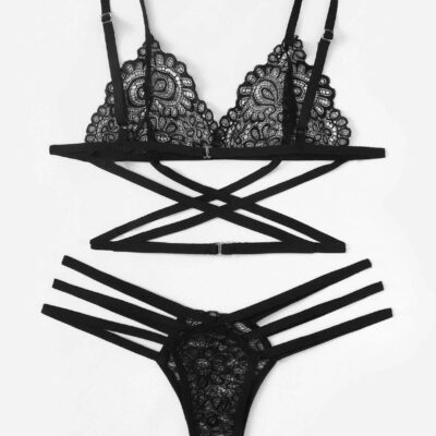 CONJUNTO 2 PIEZAS NEGRO CON TIRAS