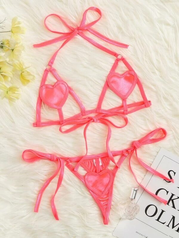 Conjunto de 2 Piezas Diseño de Corazón Color Rosa Sandía