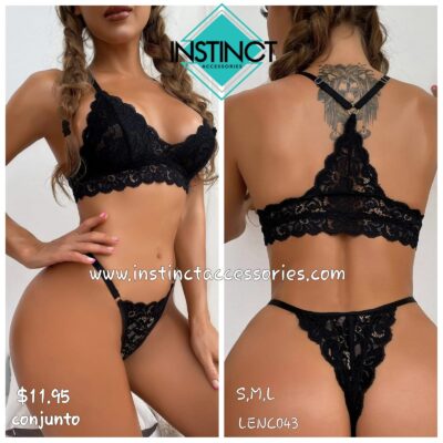 CONJUNTO DE ENCAJE NEGRO 2 PIEZAS