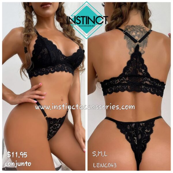 CONJUNTO DE ENCAJE NEGRO 2 PIEZAS