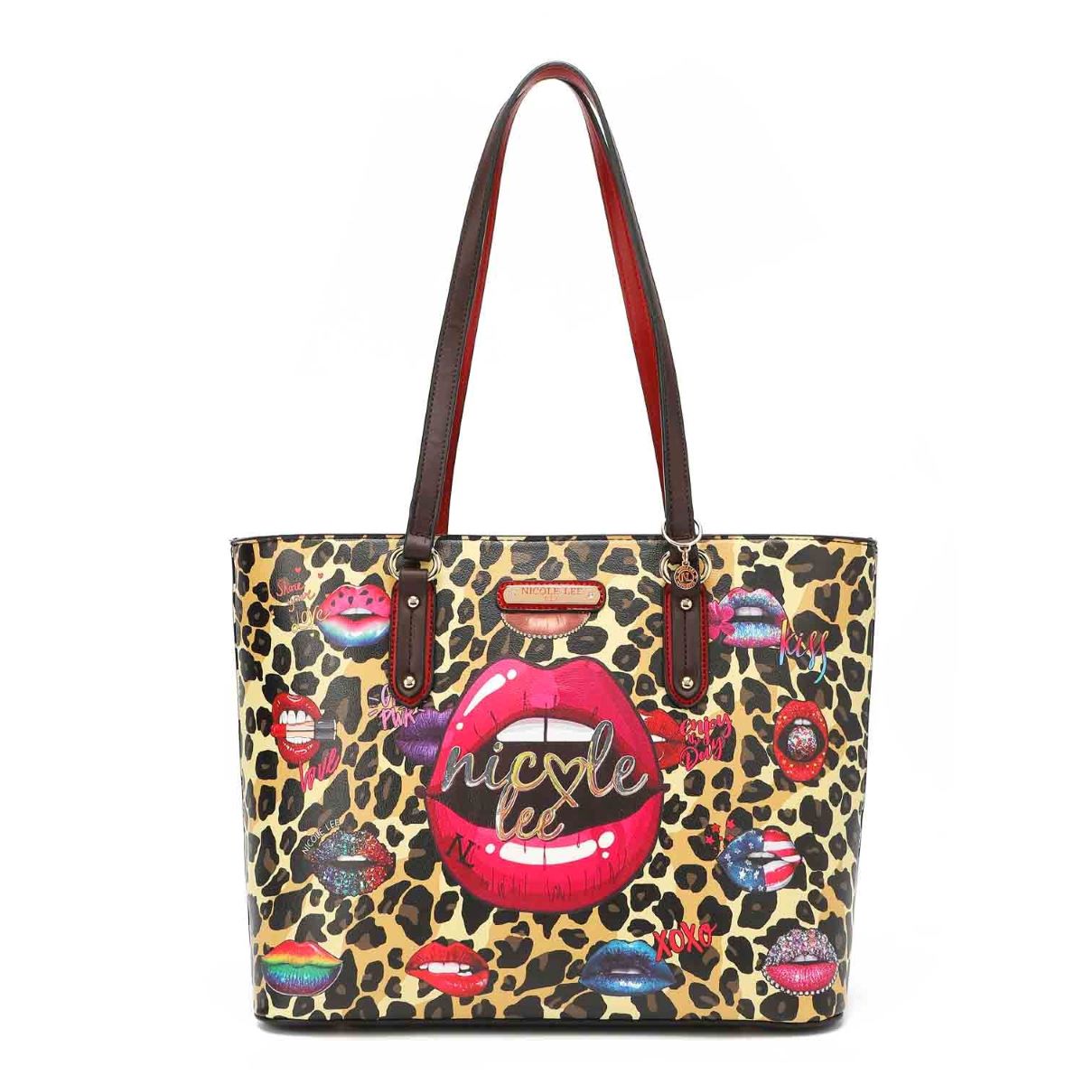 Nicole Lee USA 3-Piece Wild Lips Print Handbag Set