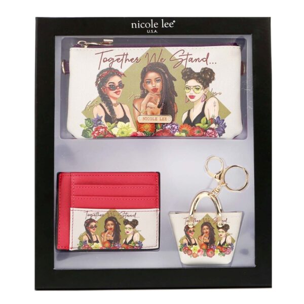 SET 3 PIEZAS NICOLE LEE (CROSSBODY, TARJETERO Y MONEDERO) TOGETHER WE STAND