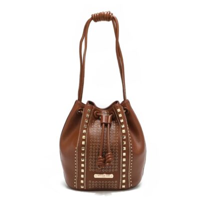 BOLSO STUDDED BUCKET NICOLE LEE COLOR CHOCOLATE