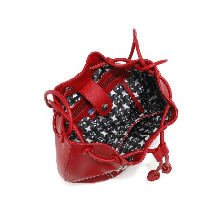 BOLSO STUDDED BUCKET NICOLE LEE COLOR ROJO - Imagen 3