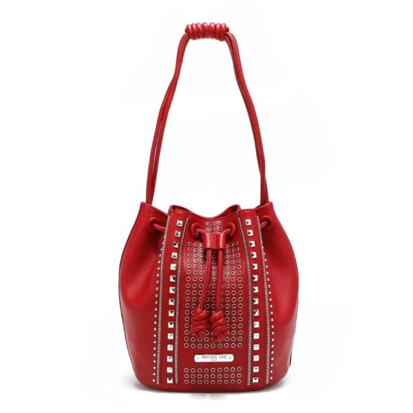 BOLSO STUDDED BUCKET NICOLE LEE COLOR ROJO