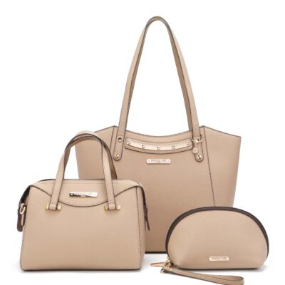 MIA SET DE 3 PIEZAS COLOR NATURAL (Shopper, Mini Satchel, Pouch)