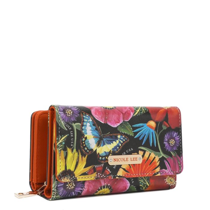 WALLET TRIFOLD NICOLE LEE BUTTER FLOWER BLACK - Imagen 2