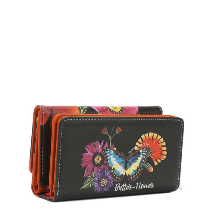 WALLET TRIFOLD NICOLE LEE BUTTER FLOWER BLACK - Imagen 3