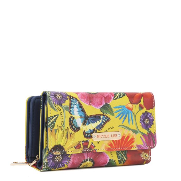WALLET TRIFOLD NICOLE LEE BUTTER FLOWER MUSTARD - Imagen 2
