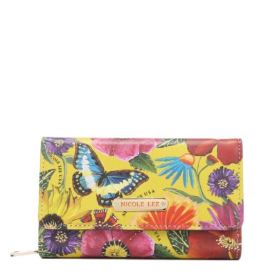 WALLET TRIFOLD NICOLE LEE BUTTER FLOWER MUSTARD
