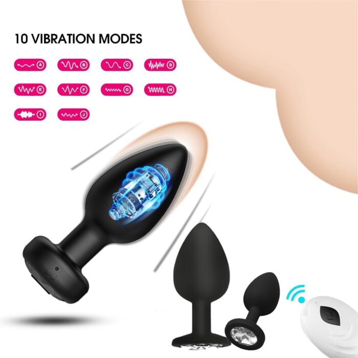 PLUG ANAL VIBRADOR CON CONTROL (3 PIEZAS SET) - Imagen 2