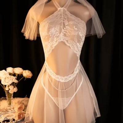 CONJUNTO BLANCO 5 PIEZAS PARA NOCHE DE BODAS